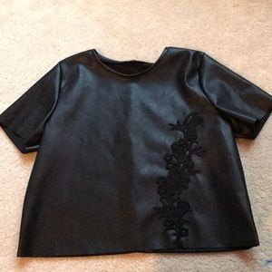 Zara leather top with lace detailing